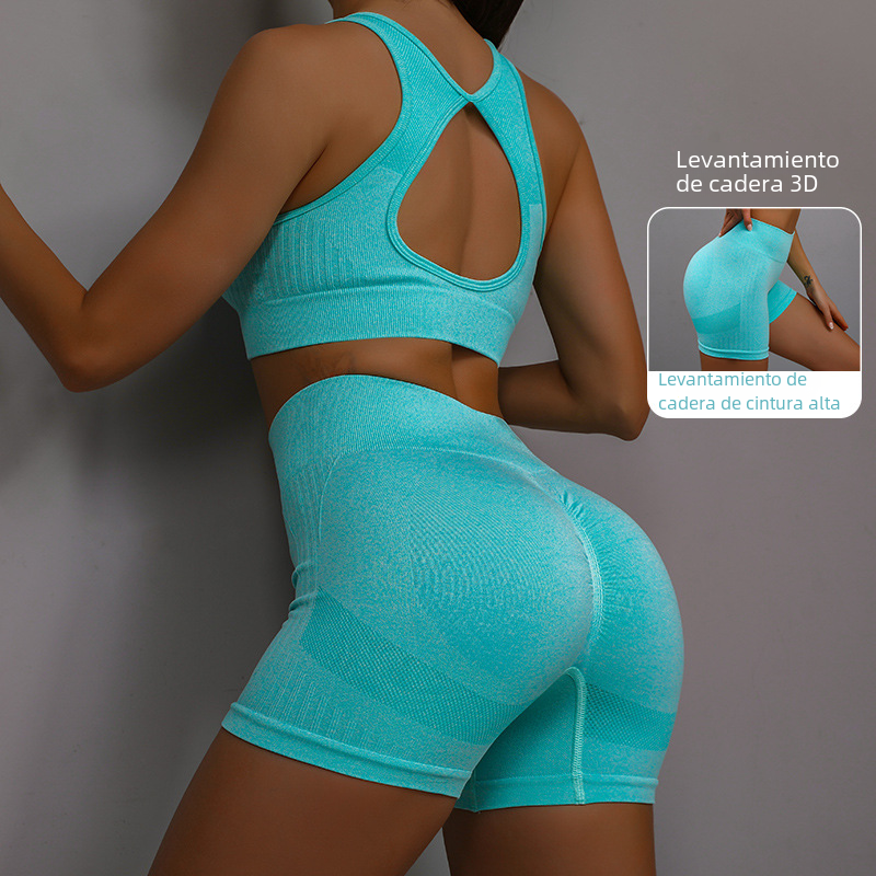 Yoga Outfit Set with Smiley Face and Breathable Shorts