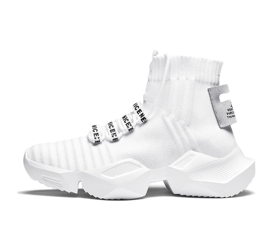 Knitted High-Top Casual Shoes with Warm Socks for Girls
