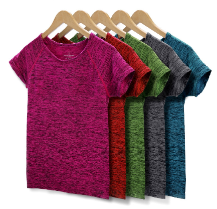 Women's Short Sleeve Gradient Sports T-Shirt for Yoga