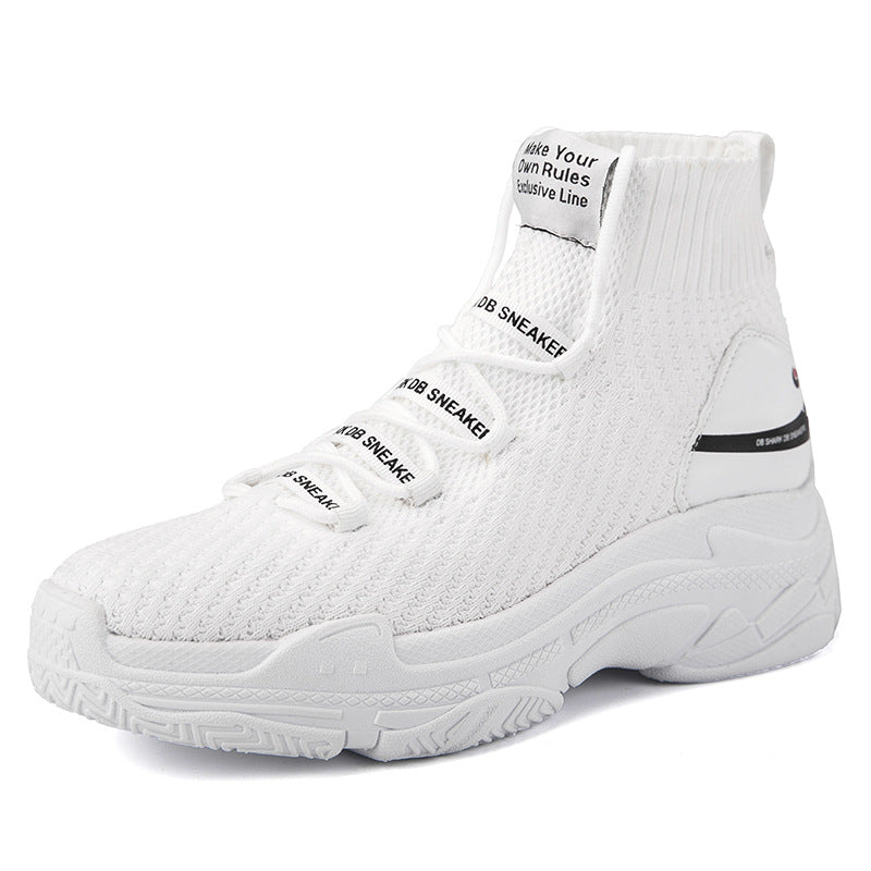 Knitted High-Top Casual Shoes with Warm Socks for Girls