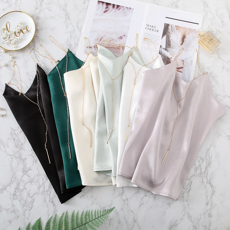 Sexy V-neck Satin Chain Camisole for Women