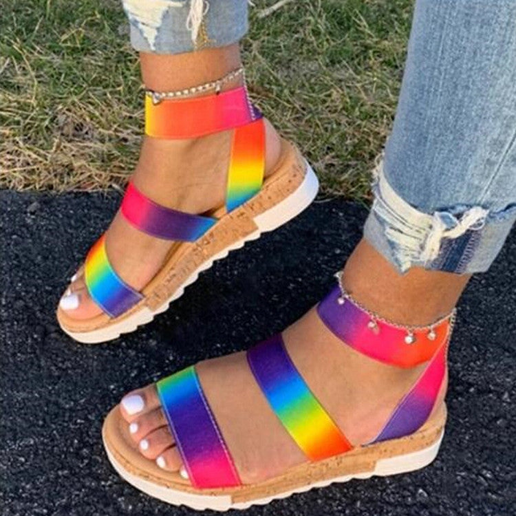 Thick-Soled Beach Sandals for Women - Fashion Ribbon Design