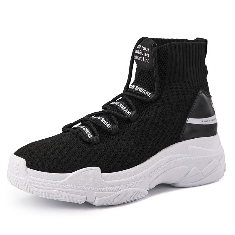 Knitted High-Top Casual Shoes with Warm Socks for Girls