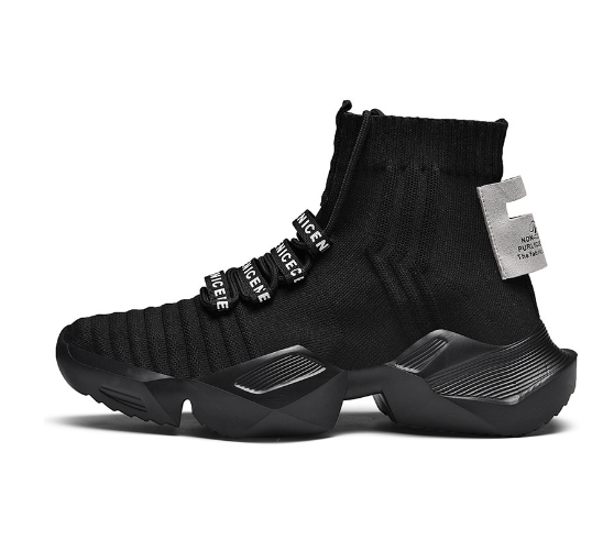Knitted High-Top Casual Shoes with Warm Socks for Girls